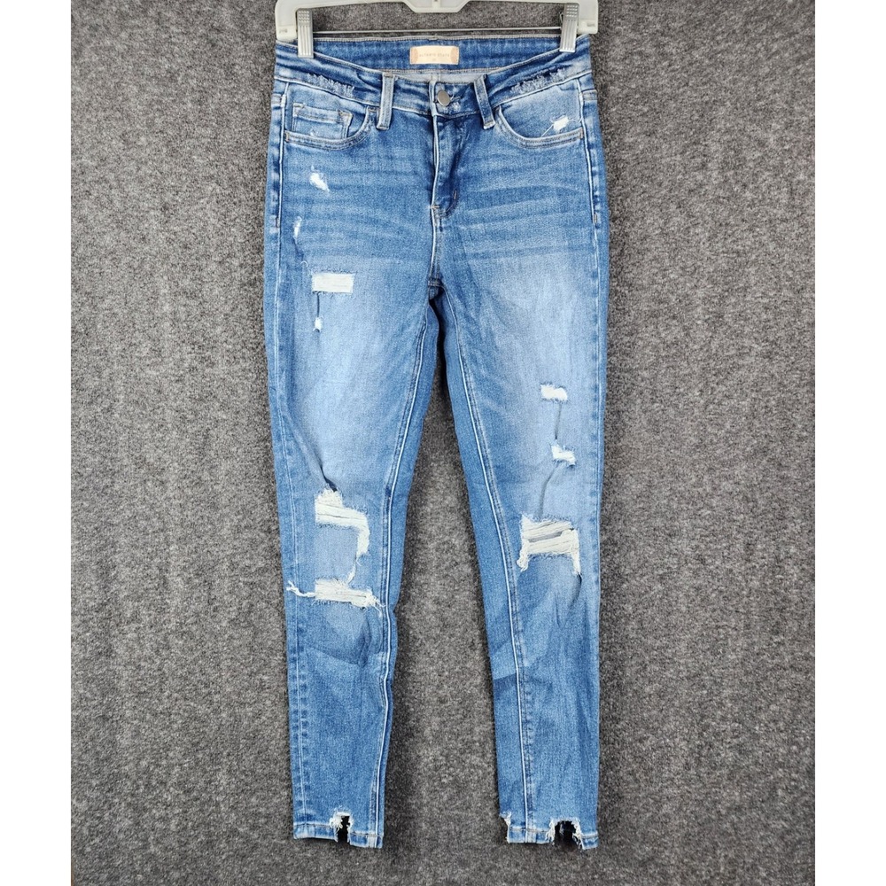 Altar'd State Distressed Skinny Jeans Womens 26 Medium‎ Wash Shredded Raw Hem
